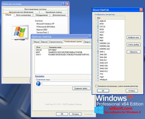 Скріншот HashTab для Windows 8