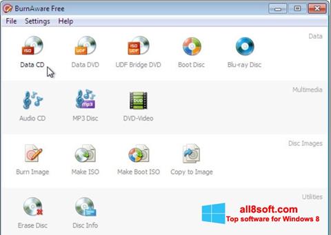 Скріншот BurnAware Free для Windows 8