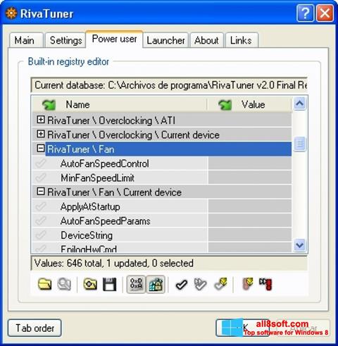 Скріншот RivaTuner для Windows 8