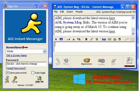 Скріншот AOL Instant Messenger для Windows 8
