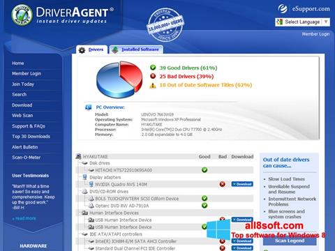 Скріншот DriverAgent для Windows 8