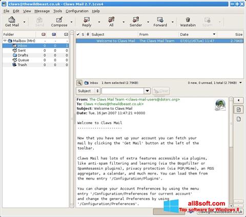 Скріншот Claws Mail для Windows 8