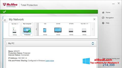 Скріншот McAfee Total Protection для Windows 8