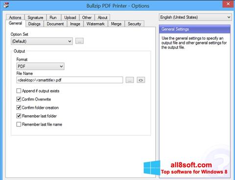 Скріншот BullZip PDF Printer для Windows 8