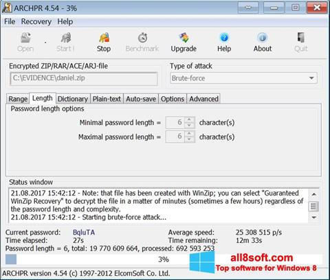 Скріншот Advanced Archive Password Recovery для Windows 8