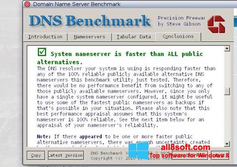 Скріншот DNS Benchmark для Windows 8