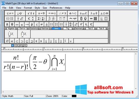 Скріншот MathType для Windows 8