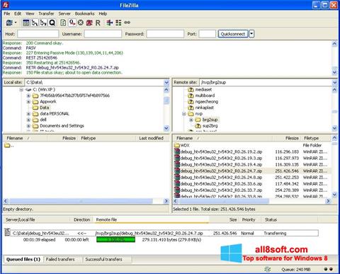 Скріншот FileZilla для Windows 8