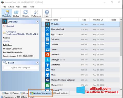 Скріншот Uninstall Tool для Windows 8