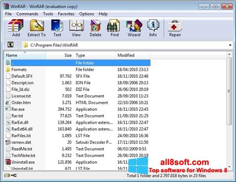 Скріншот WinRAR для Windows 8
