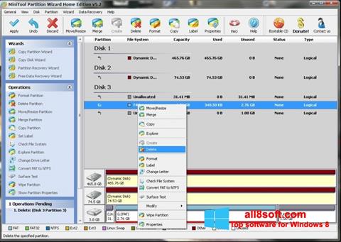 Скріншот MiniTool Partition Wizard для Windows 8
