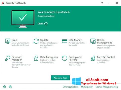 Скріншот Kaspersky Total Security для Windows 8