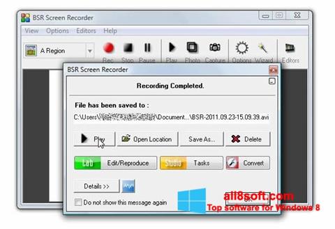 Скріншот BSR Screen Recorder для Windows 8