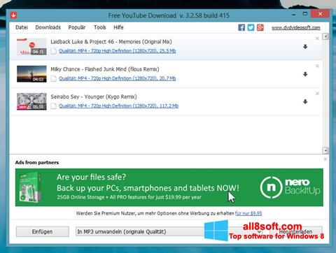 Скріншот Free YouTube Download для Windows 8