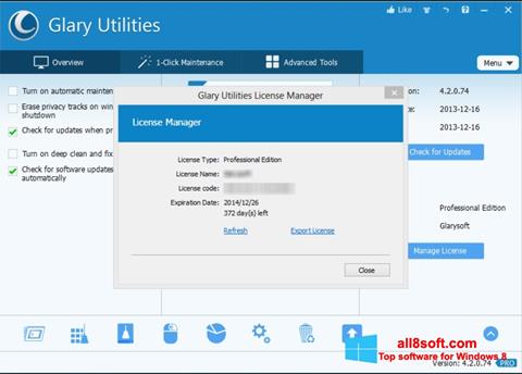 Скріншот Glary Utilities для Windows 8