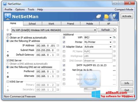 Скріншот NetSetMan для Windows 8