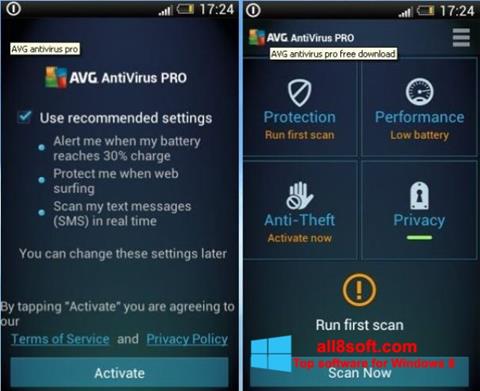 Скріншот AVG AntiVirus Pro для Windows 8