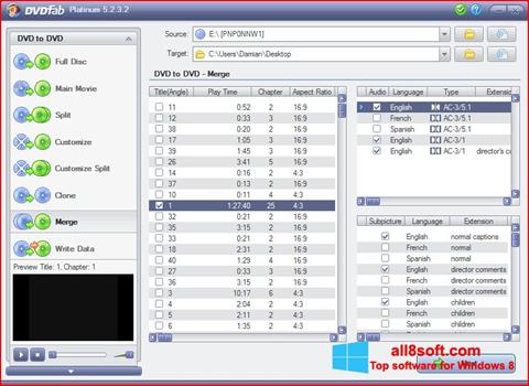 Скріншот DVDFab для Windows 8