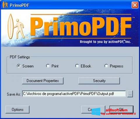 Скріншот PrimoPDF для Windows 8