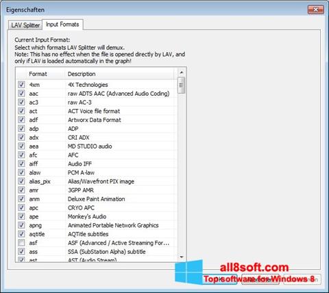Скріншот Combined Community Codec Pack для Windows 8