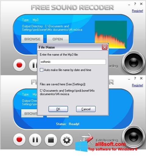 Скріншот Free Sound Recorder для Windows 8