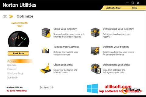 Скріншот Norton Utilities для Windows 8