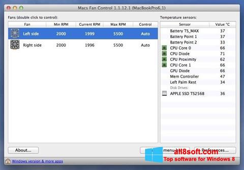 Скріншот Macs Fan Control для Windows 8
