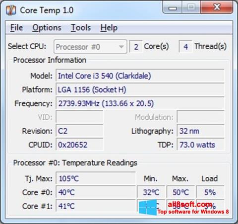 Скріншот Core Temp для Windows 8