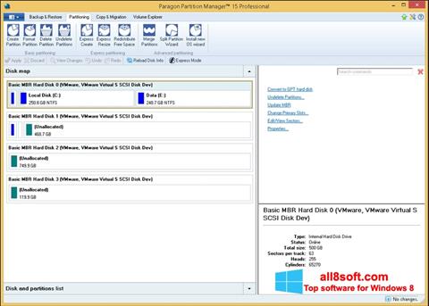 Скріншот Paragon Partition Manager для Windows 8