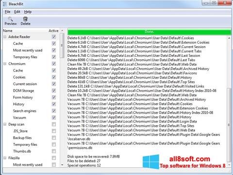 Скріншот BleachBit для Windows 8