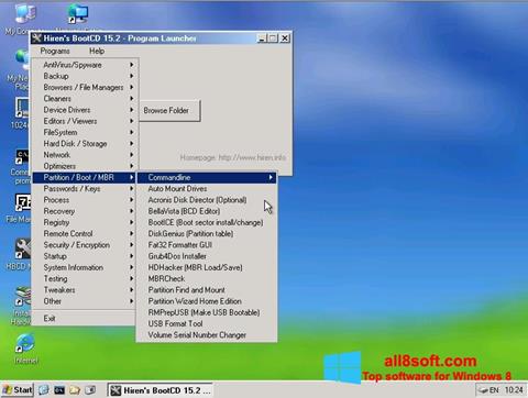 Скріншот Hirens Boot CD для Windows 8