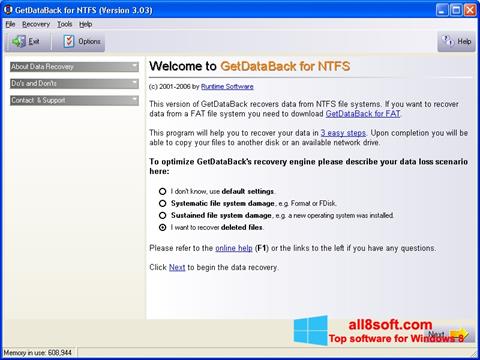 Скріншот GetDataBack для Windows 8
