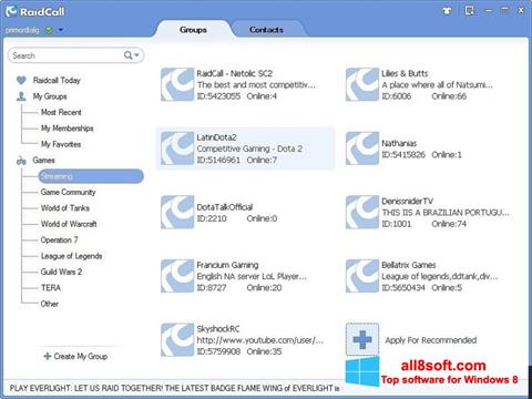 Скріншот RaidCall для Windows 8
