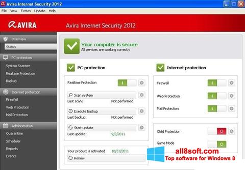 Скріншот Avira Internet Security для Windows 8