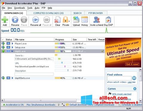 Скріншот Download Accelerator Plus для Windows 8