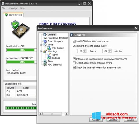 Скріншот HDDlife для Windows 8