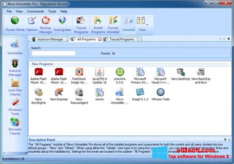 Скріншот Revo Uninstaller для Windows 8