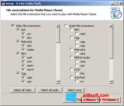 Скріншот K-Lite Codec Pack для Windows 8