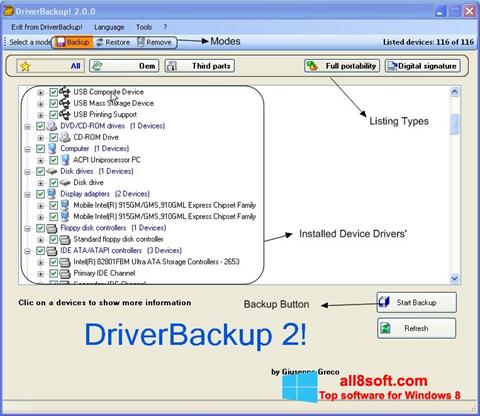 Скріншот Driver Backup для Windows 8