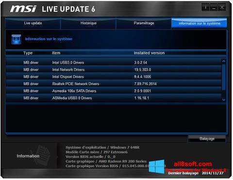Скріншот MSI Live Update для Windows 8